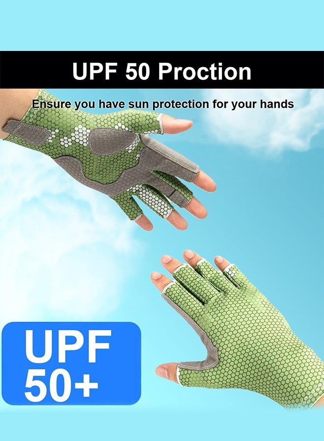 بوليشد قفازات صيد من السيليكون مضادة للانزلاق للرجال والنساء - حماية من أشعة الشمس فوق البنفسجية للإبحار والتجديف بالكاياك والتجديف والتجديف - ملحقات صيد السمك بالصنارة - Image 3