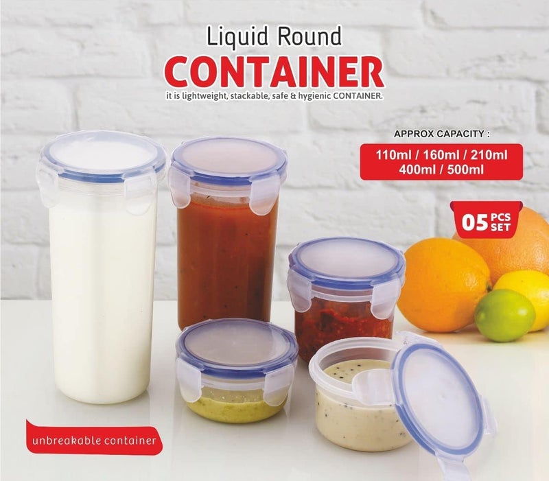 MODINITY Plastic Storage Container Set of 5 (110ml–500ml) | Modular Fridge Organizer with Lids | BPA-Free, Airtight, Stackable Kitchen Box for Snacks, Fruits, Pantry & Food Storage - Image 2