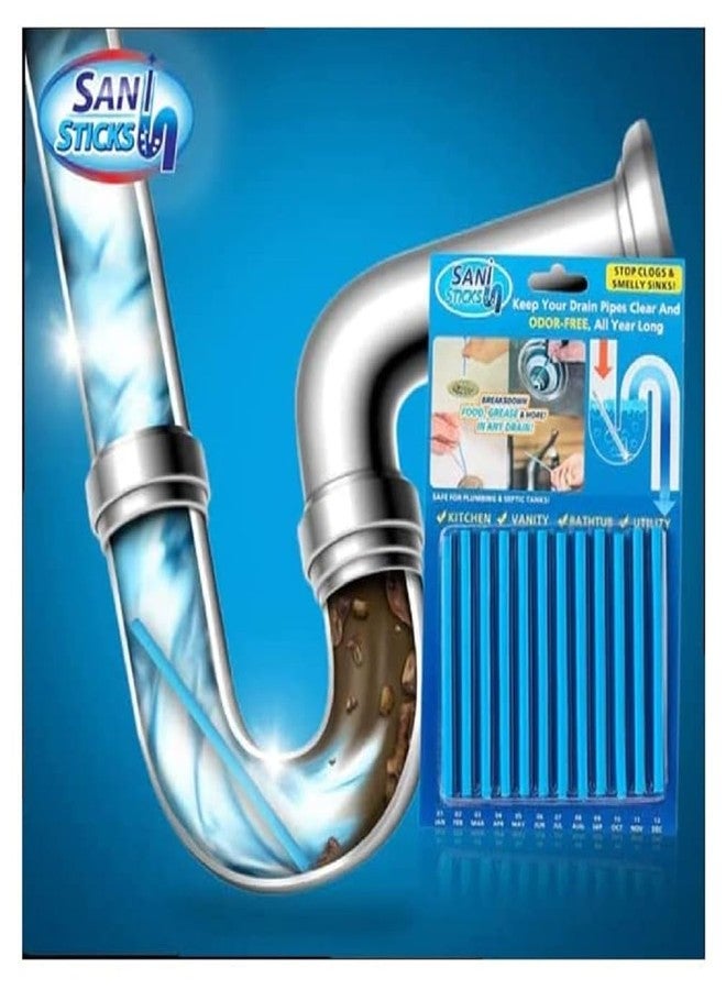 شوب فورك ساني ستيك منظف مجاري الصرف الصحي يزيل الروائح الكريهة من أنابيب المراحيض وأحواض الاستحمام وأحواض المطبخ، أعواد مزيلة للروائح لمنع الانسدادات المستقبلية - مجموعة من 12 عودًا (12) - Image 1