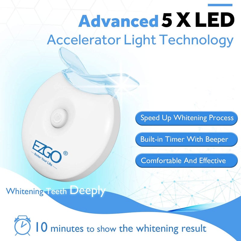 EZGO Teeth Whitening LED Accelerator Lights, 5 X LED Light Whiten Teeth Faster, Works with Tooth Whitening Gel, Whitening Trays or White Strips - Image 2