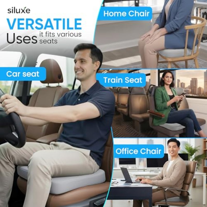 Premium Gel-Infused Memory Foam Coccyx Seat Cushion Orthopedic Tailbone and Sciatica Pain Relief Pillow for Office Chair, Car, Home and Wheelchair Pressure Relief Chair Pad Grey - Image 5