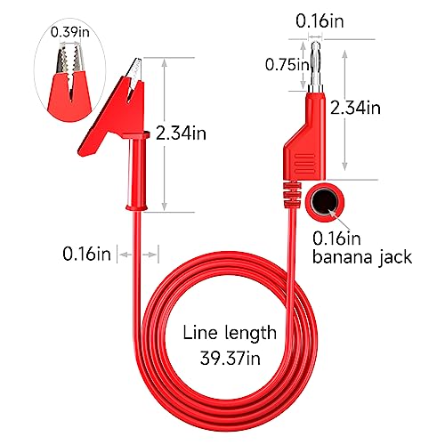 Goupchn 5PCS Test Leads 4mm Stackable Banana Plug to Crocodile Alligator Clips Flexible Cable Wire 3.3ft/1m for Multimeter Electrical Testing - Image 2