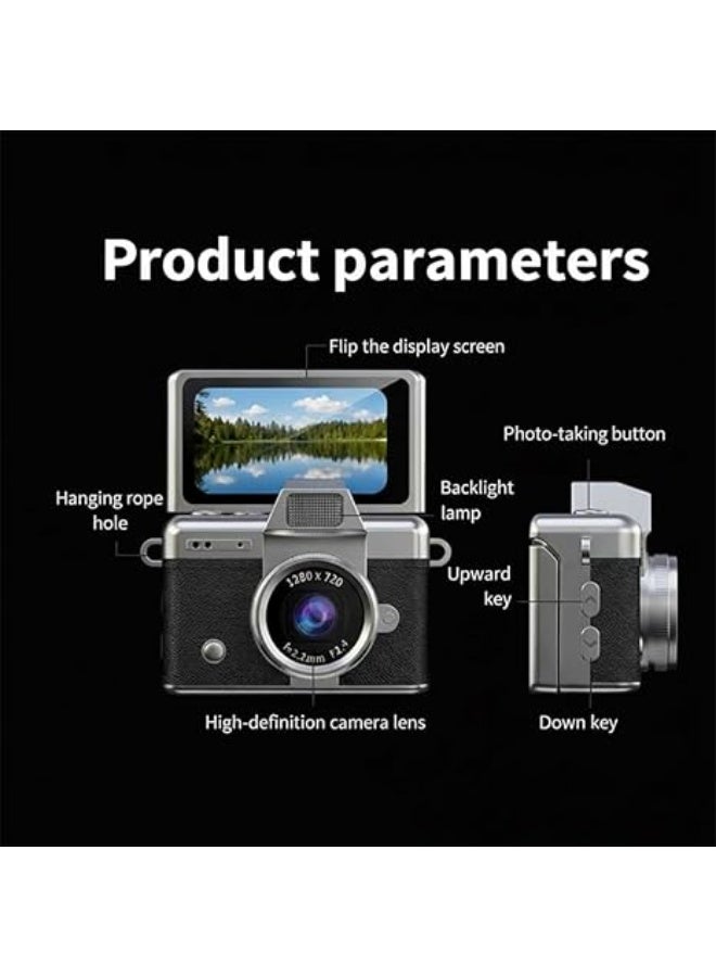 Retro Mini Digital Camera, Kids Camera, 1080P HD Tiny Retro Keychain Camera with,1.47" Screen Built-in Flash & Flip Display, Vintage Compact Micro Pocket Camera for kids Gift, Travel (Pink) - Image 5