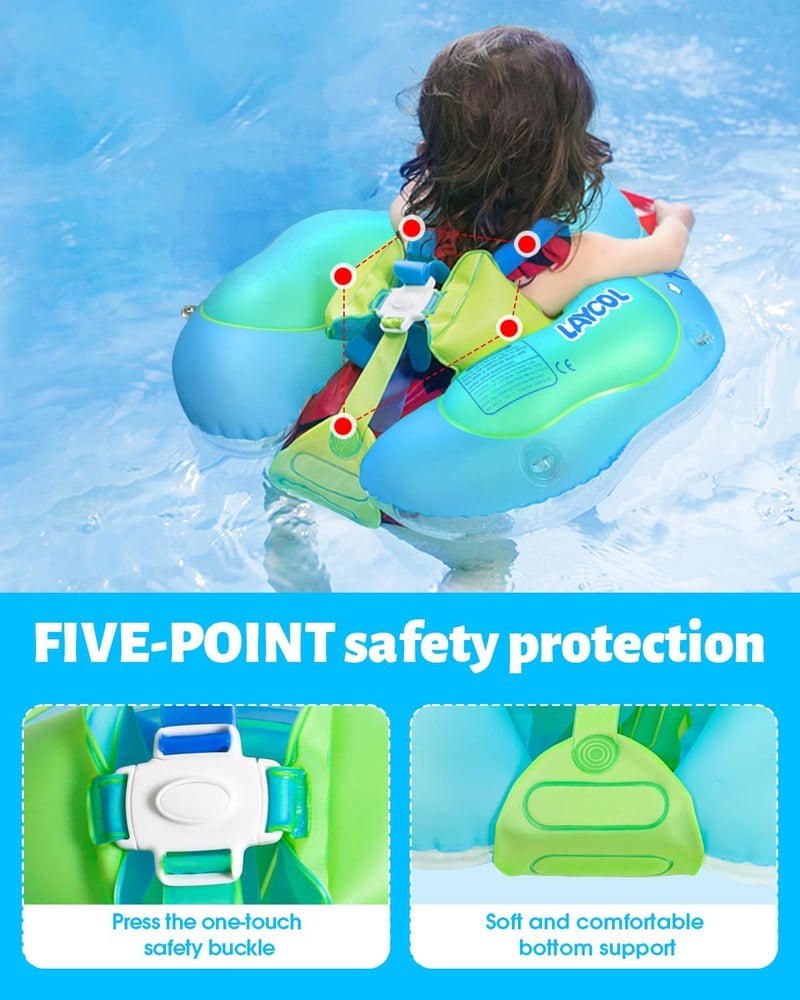 LAYCOL Baby Swimming Float Inflatable Baby Pool Float Ring with Sun Protection Canopy,add Tail no flip Over for Age of 3-36 Months - Image 4