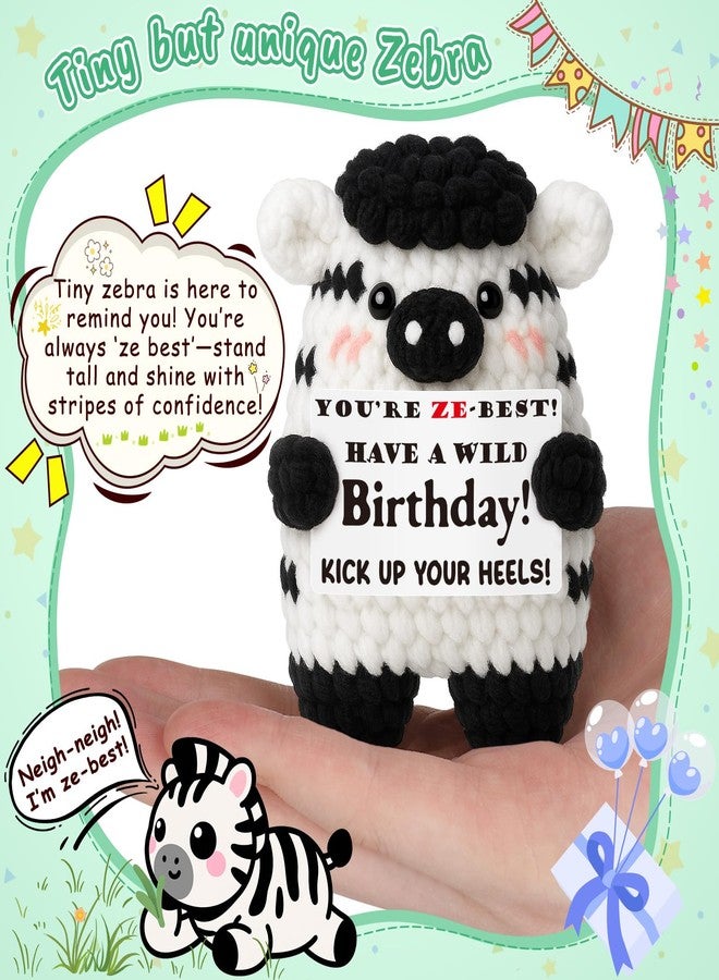 FEFAMM Mini Birthday Gifts for Women Men, Funny Handmade Crochet Zebra for Couples, Friends, Bosses, Mom, Dad, Nana, Papa, Sister, Brother, Daughter, Son - Perfect for Party Favors and Gag Gift Exchange Idea - Image 2