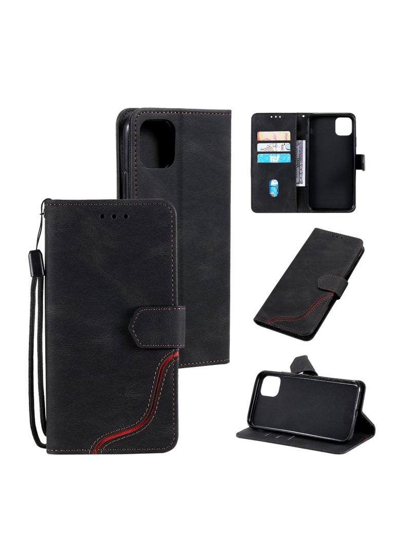 Suteni Color Block Flip Cover Leather Hidden Card Slots Phone Case for iPhone - Image 3