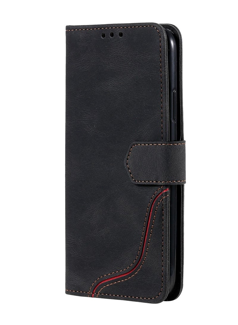 Suteni Color Block Flip Cover Leather Hidden Card Slots Phone Case for iPhone - Image 1