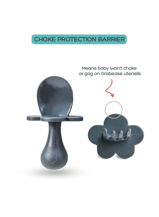 Grabease Toddler Utensils Baby Utensils Baby Forks for Self Feeding, Bpa-Free & Phthalate-Free for Baby & Toddler, 1 Set, Gray - Image 3