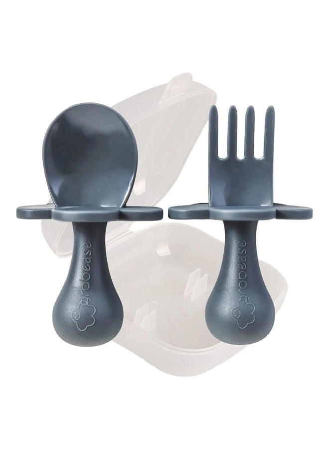 Grabease Toddler Utensils Baby Utensils Baby Forks for Self Feeding, Bpa-Free & Phthalate-Free for Baby & Toddler, 1 Set, Gray - Image 1