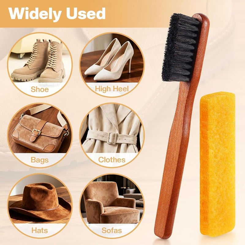 TERRIFI Suede Shoe Brush and Nubuck Leather Cleaner Set for Shoes and Bags with Professional Cleaning Eraser and Detailing Horsehair Brush 2-Piece Maintenance Kit for Home and Travel Use - Image 4