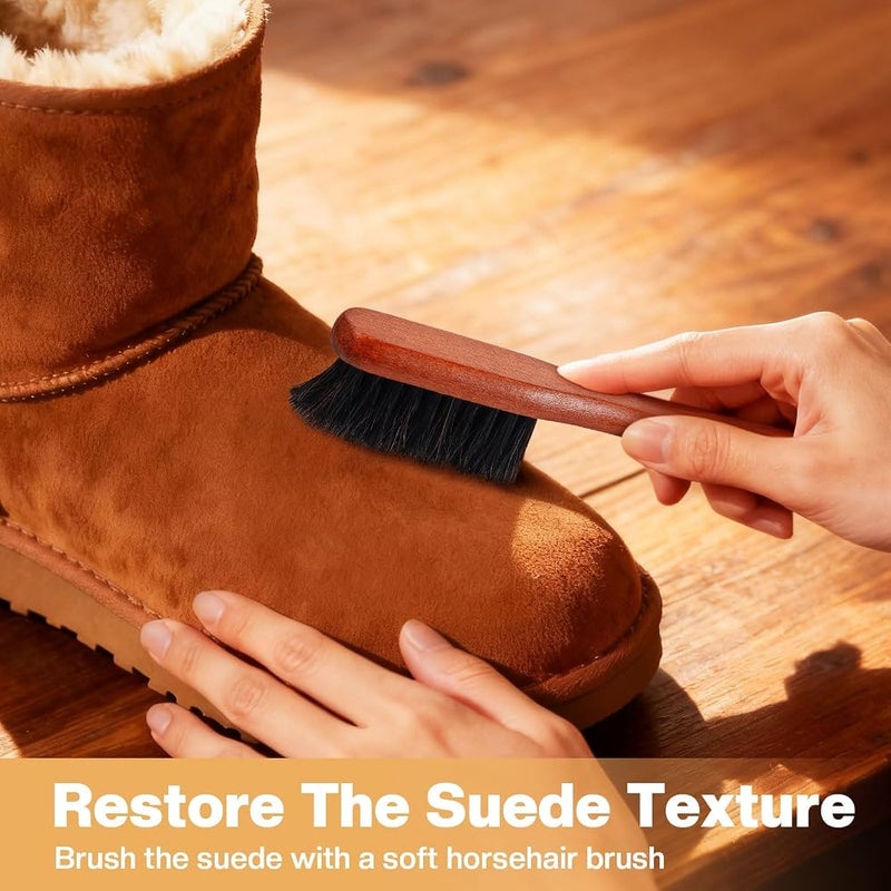 TERRIFI Suede Shoe Brush and Nubuck Leather Cleaner Set for Shoes and Bags with Professional Cleaning Eraser and Detailing Horsehair Brush 2-Piece Maintenance Kit for Home and Travel Use - Image 3