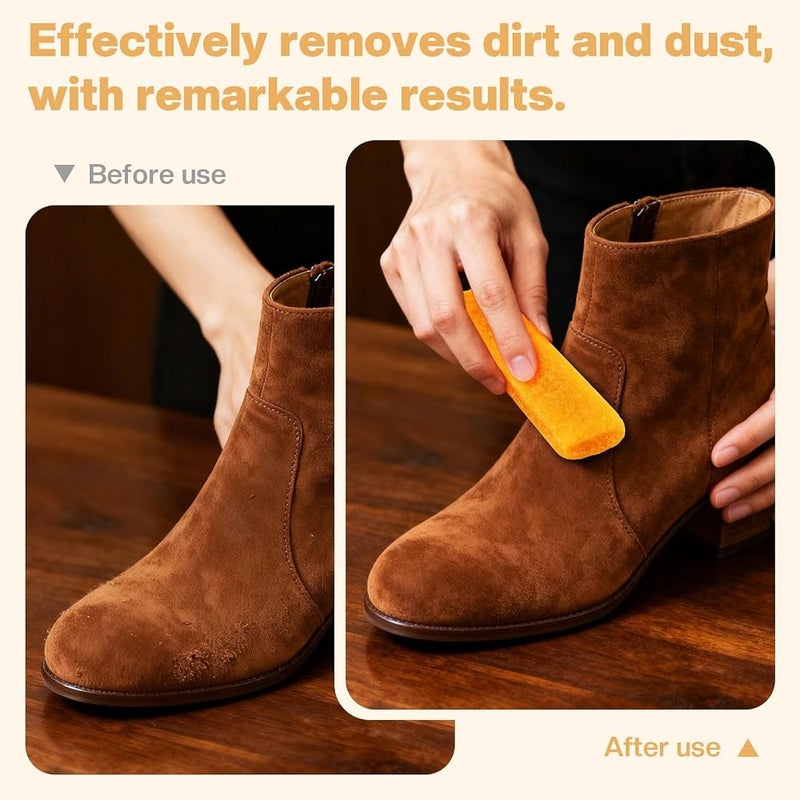 TERRIFI Suede Shoe Brush and Nubuck Leather Cleaner Set for Shoes and Bags with Professional Cleaning Eraser and Detailing Horsehair Brush 2-Piece Maintenance Kit for Home and Travel Use - Image 1