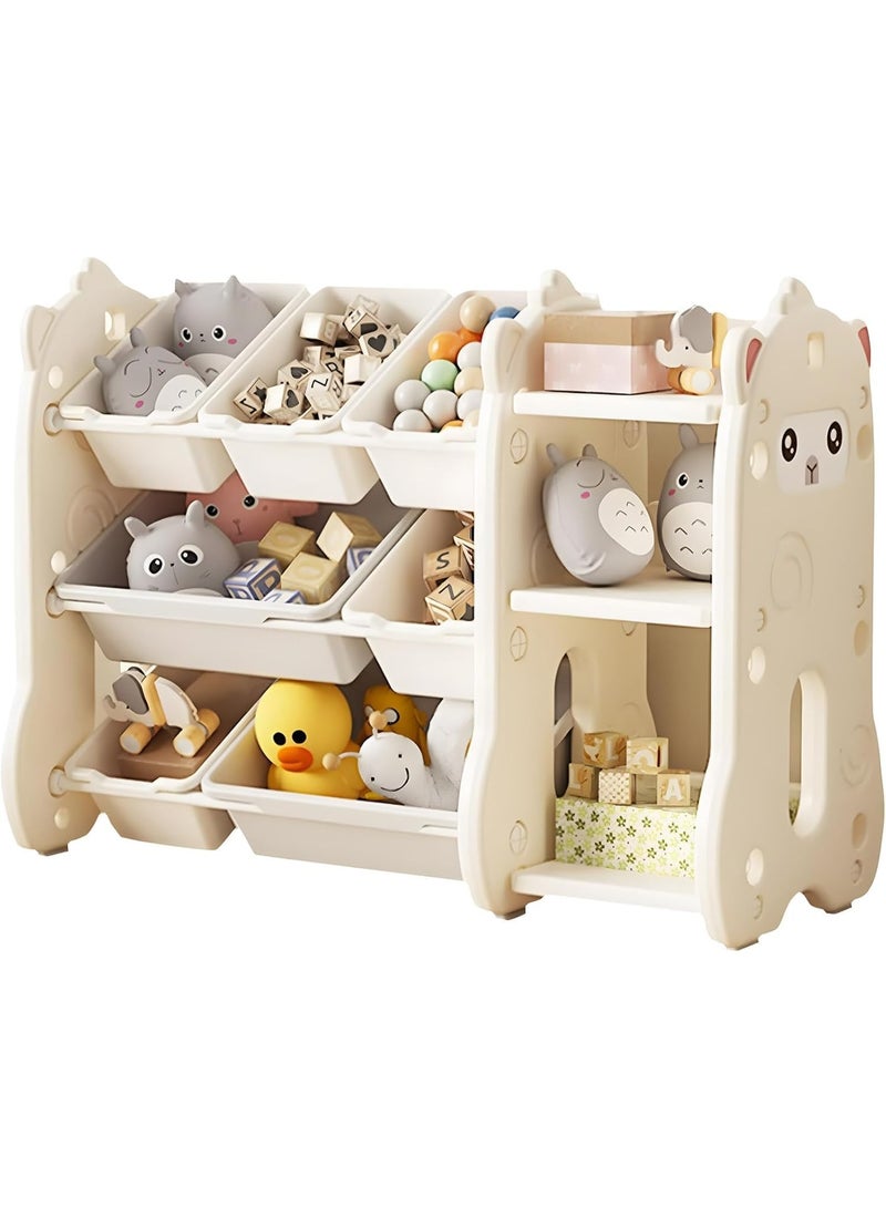 M.A&F's Toy Storage Organizer with 7 Removable Bins & 3 Shelves, Multi-Function Kids Bookshelf and Toy Rack for Playroom, Bedroom - Image 1