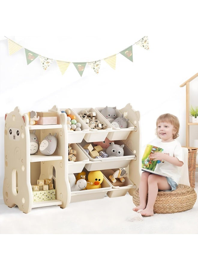 M.A&F's Toy Storage Organizer with 7 Removable Bins & 3 Shelves, Multi-Function Kids Bookshelf and Toy Rack for Playroom, Bedroom - Image 3