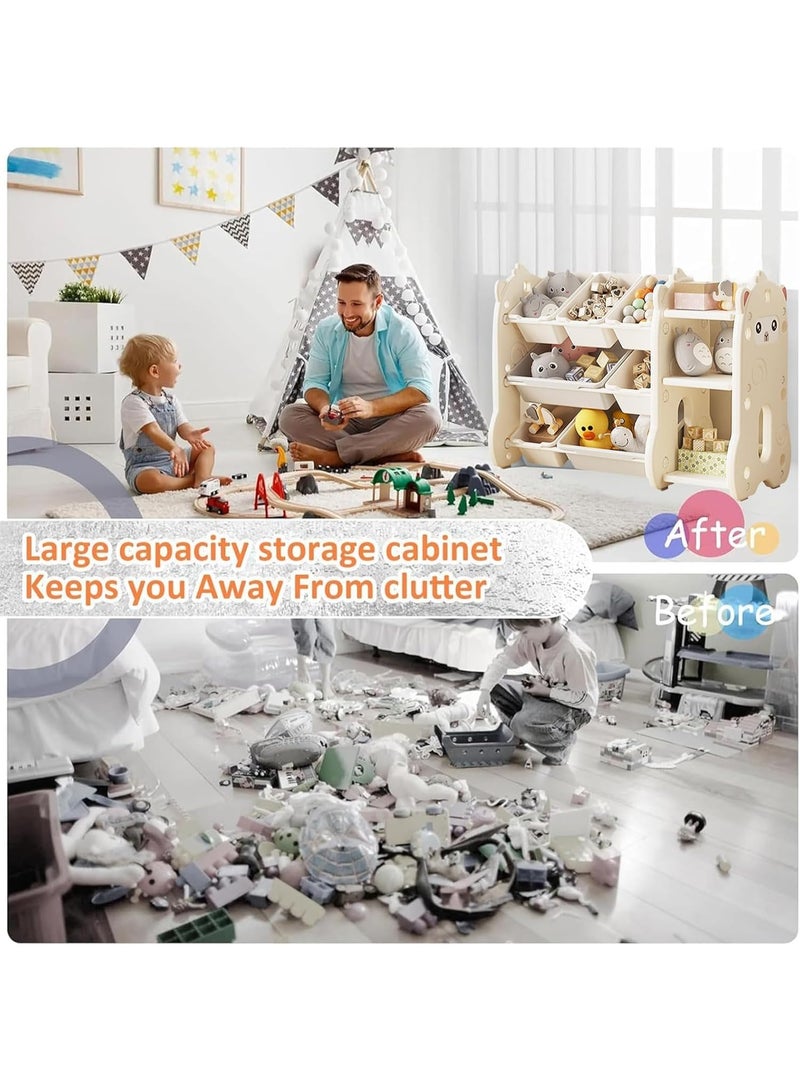 M.A&F's Toy Storage Organizer with 7 Removable Bins & 3 Shelves, Multi-Function Kids Bookshelf and Toy Rack for Playroom, Bedroom - Image 2