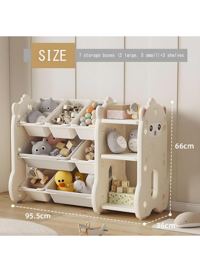M.A&F's Toy Storage Organizer with 7 Removable Bins & 3 Shelves, Multi-Function Kids Bookshelf and Toy Rack for Playroom, Bedroom - Image 5