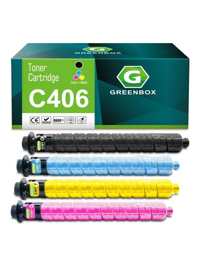 GREENBOX Remanufactured Toner Cartridge Replacement for Ricoh MP C307 MP C306 MP C406 MP C407 842091 842092 842093 842094 (1 Black, 1 Cyan, 1 Magenta, 1 Yellow, 4-Pack) - Image 1