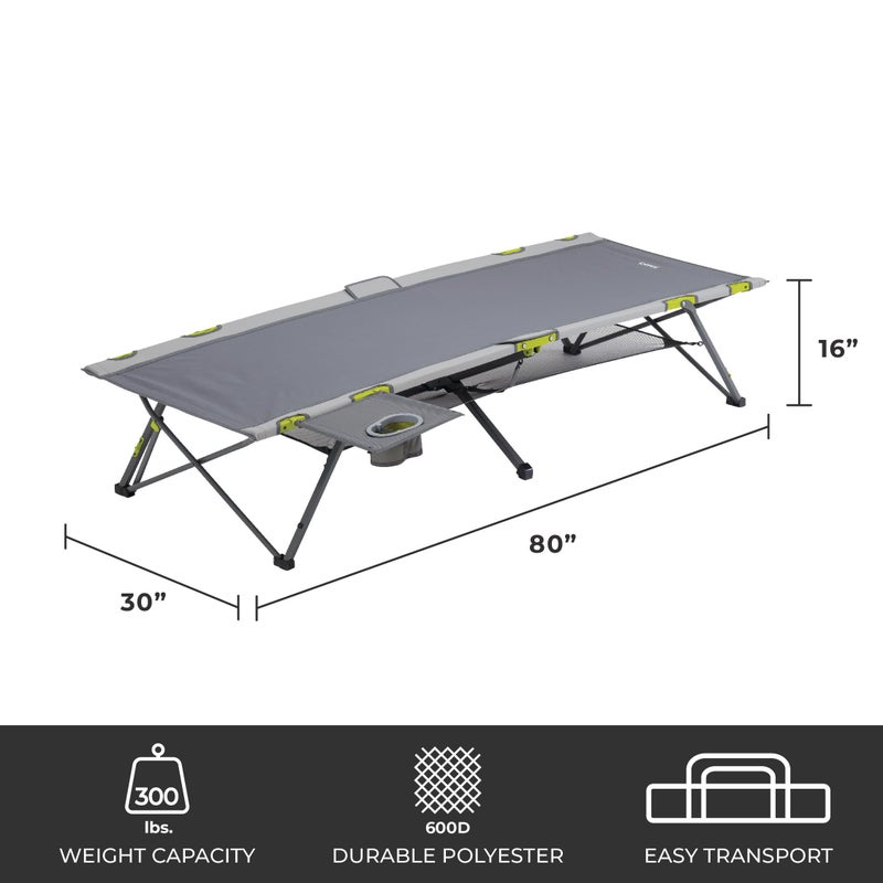 CORE Folding Camping Cot | Extra Wide Heavy Duty Camp Cot with Removable Side Table & Mesh Gear Loft | Folding & Portable Camp Bed with Carry Bag | Supports 300 lbs - Image 3