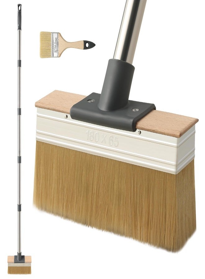 Mitclear Decking Applicator Brush with Long Handle, 7in Deck Stain Brush with Extension Poles and 3in Paint Brush, Decking Oil Painting Brush for Wooden Decks, Block Stains, Shed and Fence - Image 1