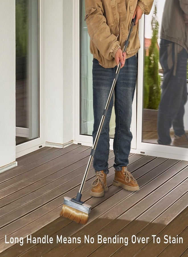 Mitclear Decking Applicator Brush with Long Handle, 7in Deck Stain Brush with Extension Poles and 3in Paint Brush, Decking Oil Painting Brush for Wooden Decks, Block Stains, Shed and Fence - Image 3
