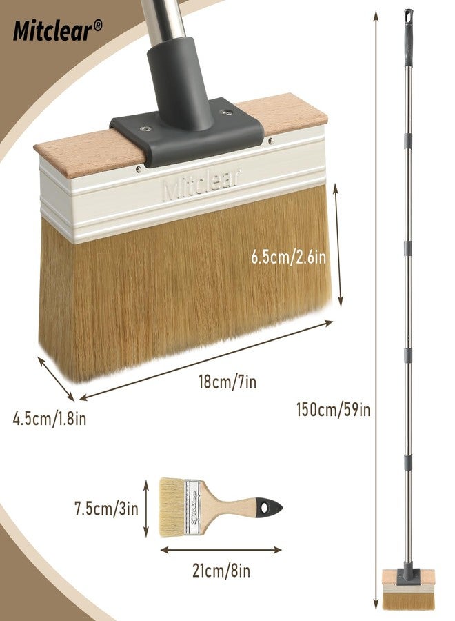Mitclear Decking Applicator Brush with Long Handle, 7in Deck Stain Brush with Extension Poles and 3in Paint Brush, Decking Oil Painting Brush for Wooden Decks, Block Stains, Shed and Fence - Image 2