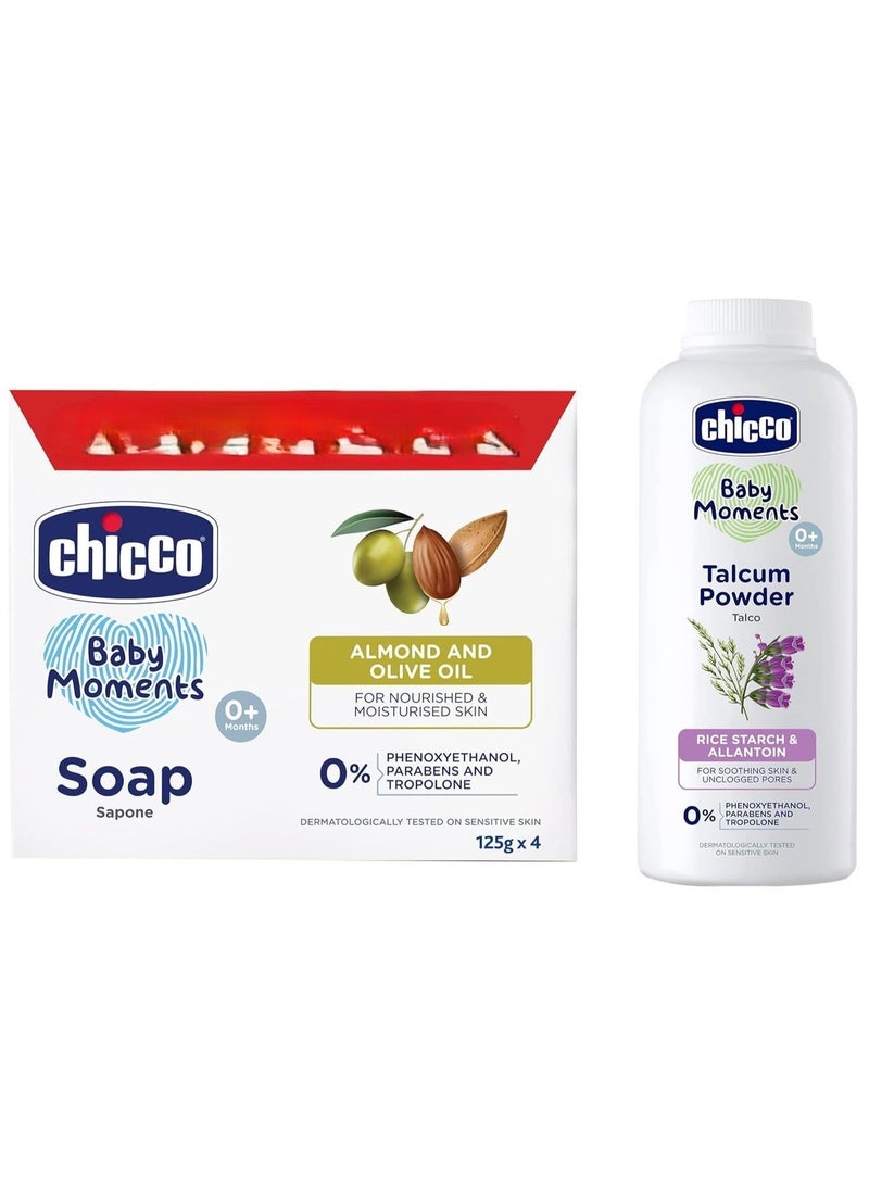 Chicco Soap 125G Pack Of 4 With Talcum Powder 300G - Image 1