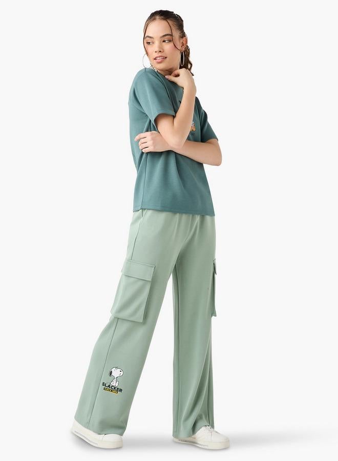 SP Characters Snoopy Print Cargo Jog Pants with Drawstring Closure - Image 2