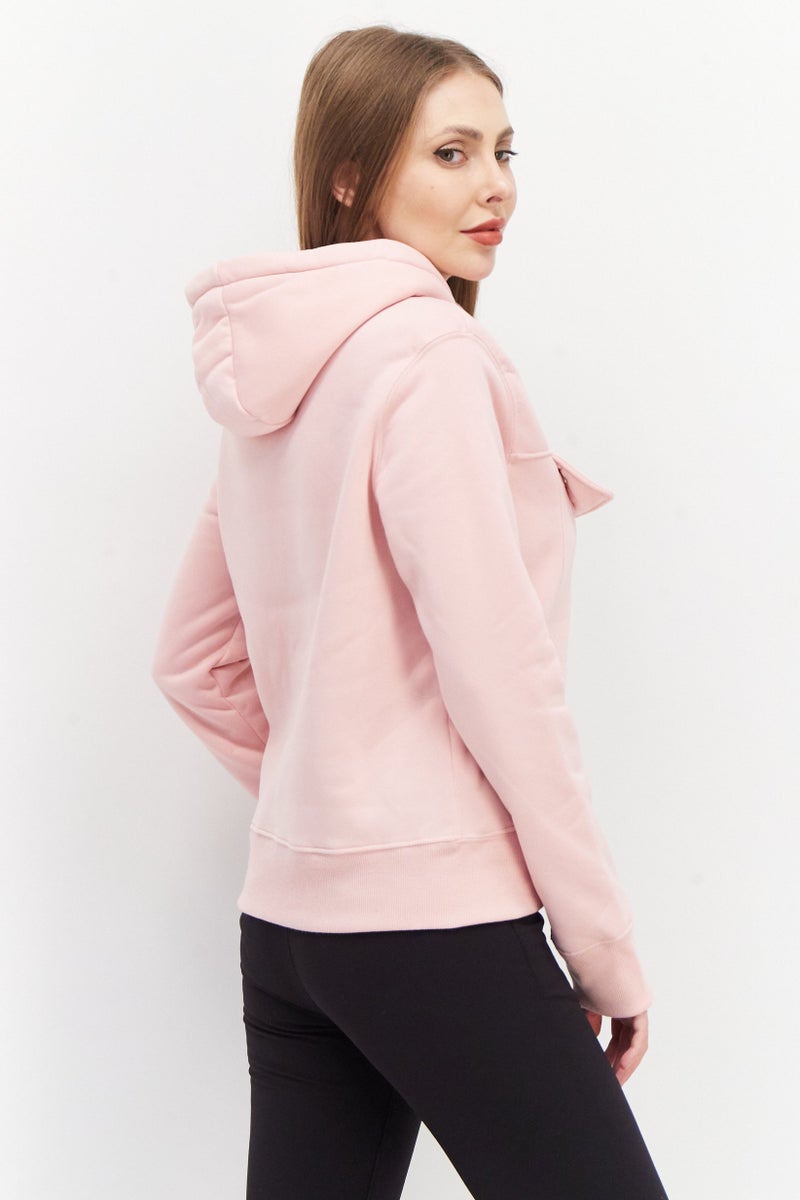 GEOGRAPHICAL NORWAY Women Hooded Long Sleeve Embroiered Logo Sweatshirt, Pink - Image 3