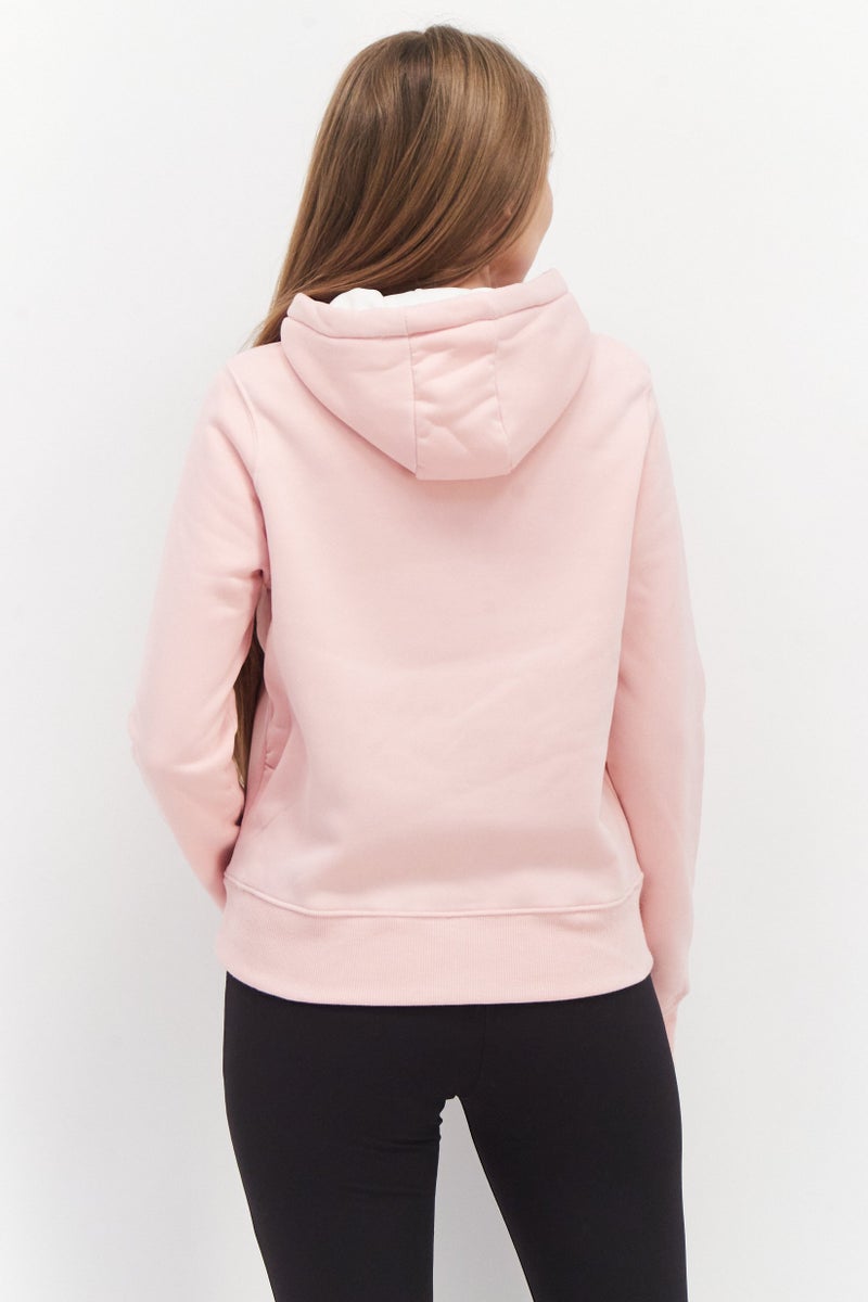 GEOGRAPHICAL NORWAY Women Hooded Long Sleeve Embroiered Logo Sweatshirt, Pink - Image 4
