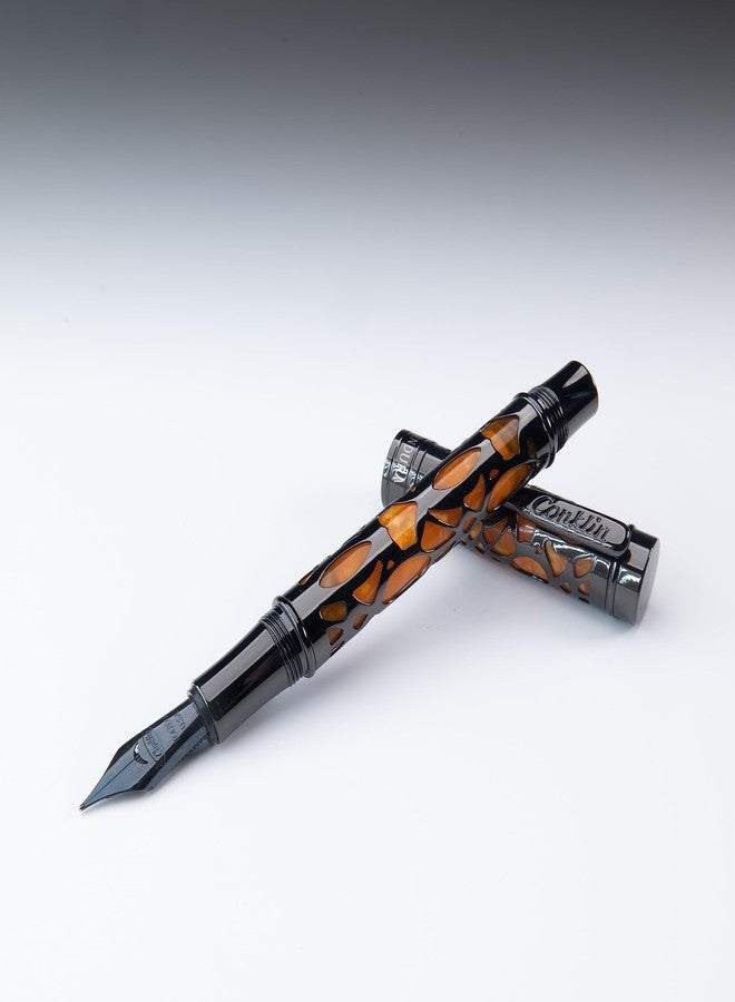 Conklin Endura Deco Crest Fountain Pen in Orange with Rose Gold Accents - Broad Nib, Refillable Luxury Writing Instrument - Image 2