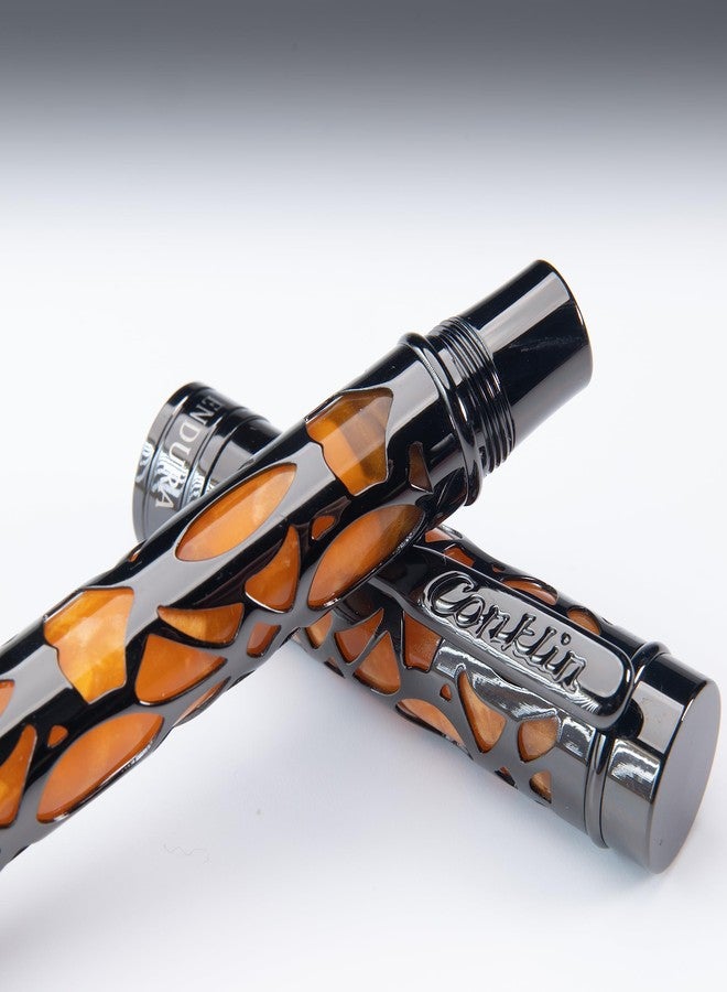 Conklin Endura Deco Crest Fountain Pen in Orange with Rose Gold Accents - Broad Nib, Refillable Luxury Writing Instrument - Image 3