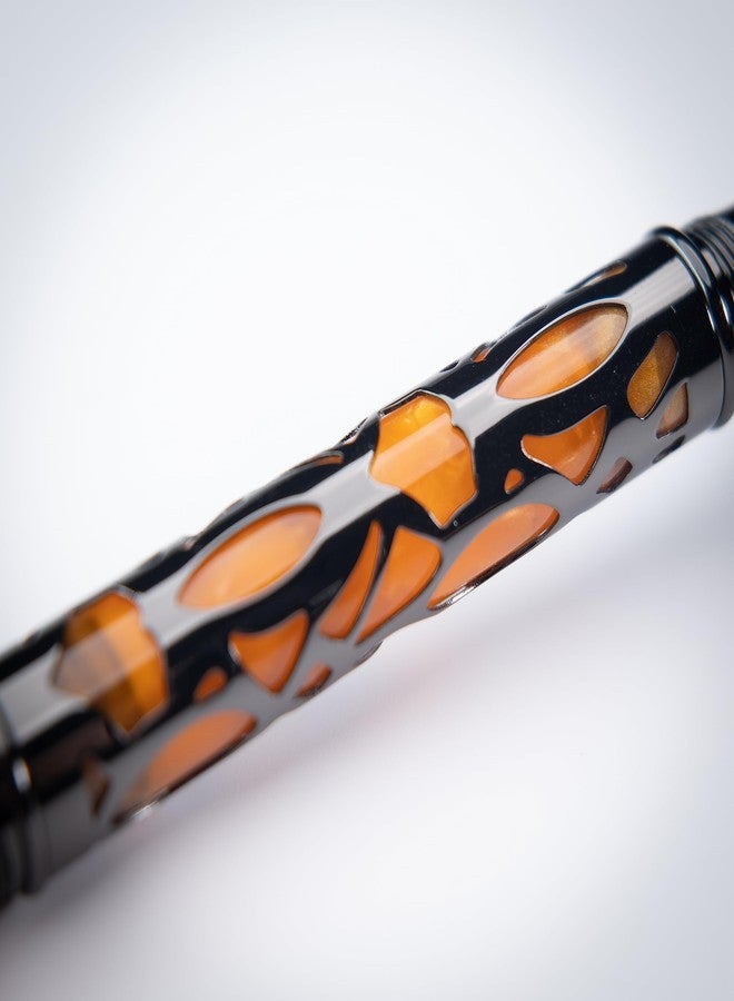 Conklin Endura Deco Crest Fountain Pen in Orange with Rose Gold Accents - Broad Nib, Refillable Luxury Writing Instrument - Image 4