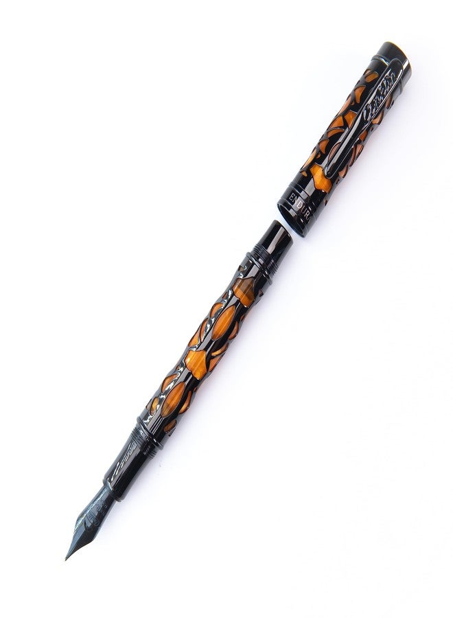 Conklin Endura Deco Crest Fountain Pen in Orange with Rose Gold Accents - Broad Nib, Refillable Luxury Writing Instrument - Image 1