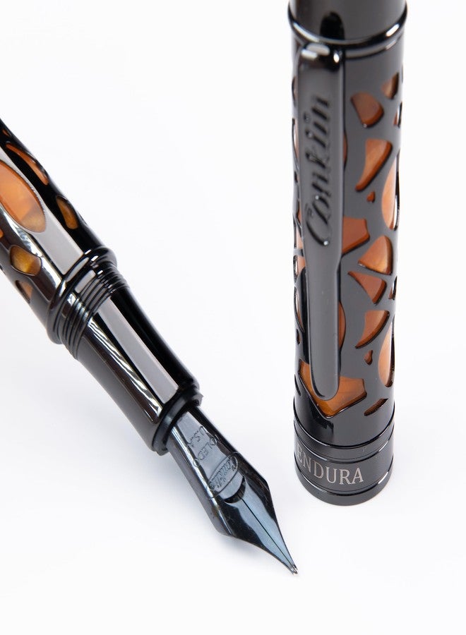 Conklin Endura Deco Crest Fountain Pen in Orange with Rose Gold Accents - Broad Nib, Refillable Luxury Writing Instrument - Image 5