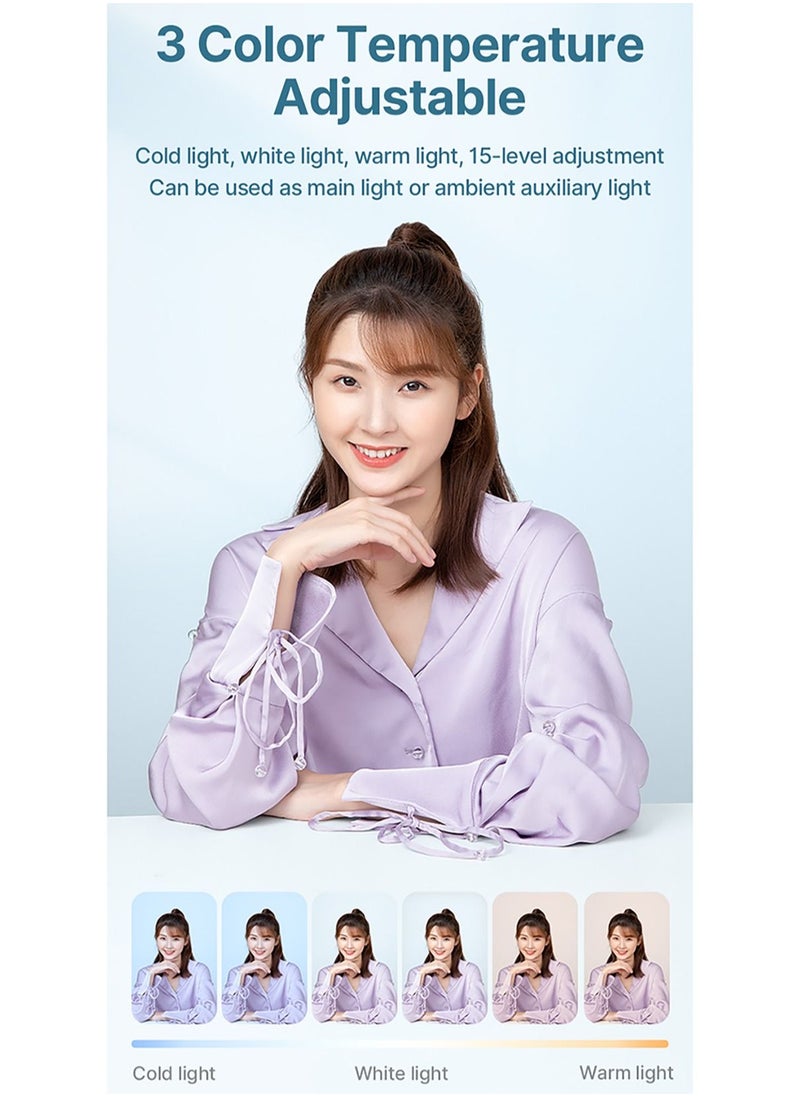 Ulanzi Bluetooth Live Broadcast Overhead Led Video Light Fill Light Foldable Dimmable Selfie Light with Dual Phone Mount  - Image 5