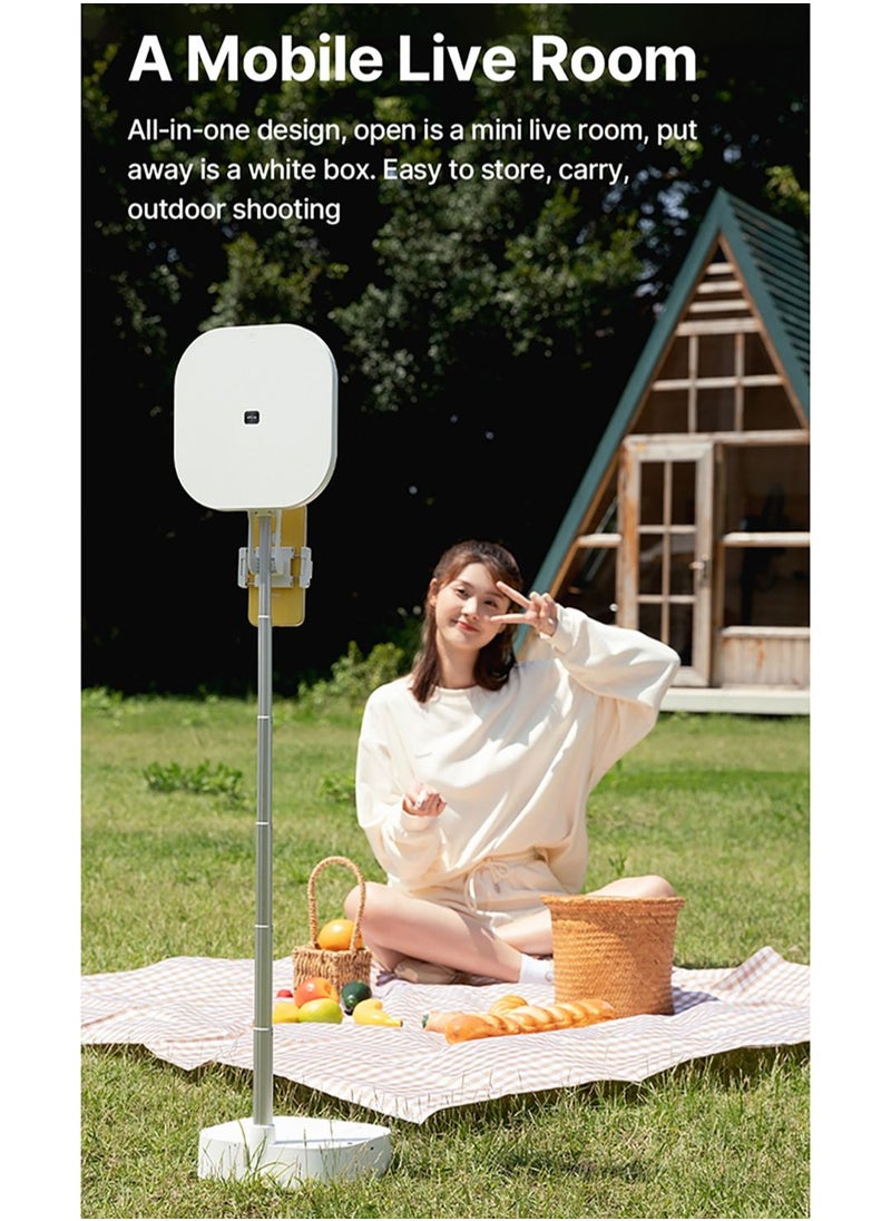 Ulanzi Bluetooth Live Broadcast Overhead Led Video Light Fill Light Foldable Dimmable Selfie Light with Dual Phone Mount  - Image 2