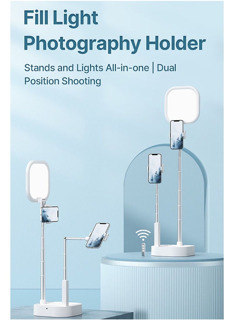 Ulanzi Bluetooth Live Broadcast Overhead Led Video Light Fill Light Foldable Dimmable Selfie Light with Dual Phone Mount  - Image 1