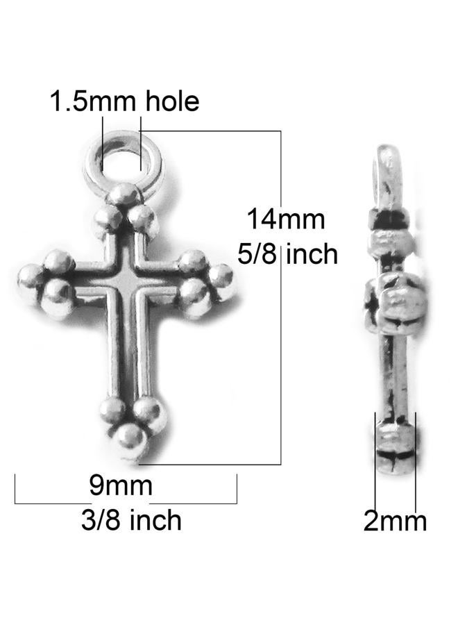 Heather's CF Silver Small Crosses Mini Cross Charms Variety Cross Beads for Bracelets Craft 1 Inch Cross Charm Bulk Cross Pendant Jewelry Making(Tiny silver 200pcs cross), 14mm*9mm, Pewter, metal - Image 3