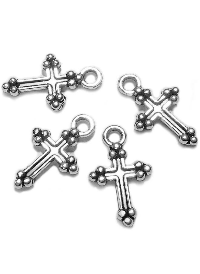 Heather's CF Silver Small Crosses Mini Cross Charms Variety Cross Beads for Bracelets Craft 1 Inch Cross Charm Bulk Cross Pendant Jewelry Making(Tiny silver 200pcs cross), 14mm*9mm, Pewter, metal - Image 1