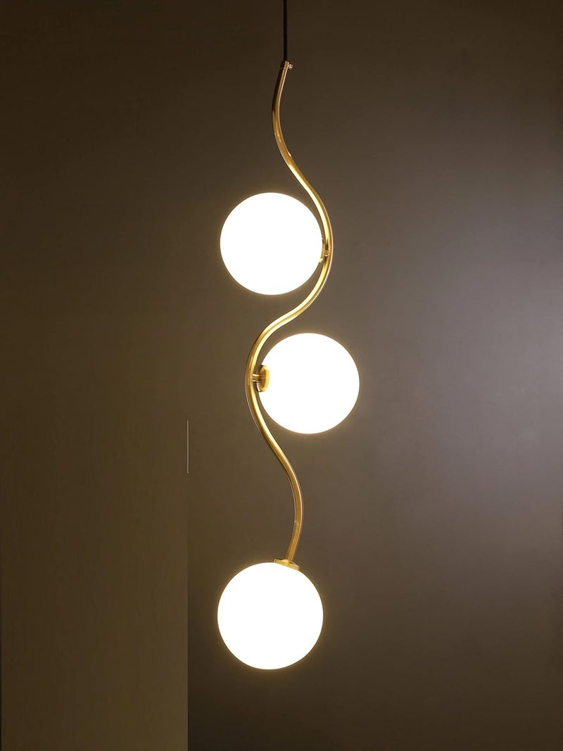 kinis Three Globe Golden Unique Style Decorative Hanging Lamp/Pendant Lamp/Ceiling Light to Décor Home/Living Room/Bedroom/Office/Dining/Cafe/Restaurants (with Bulb) - Image 1