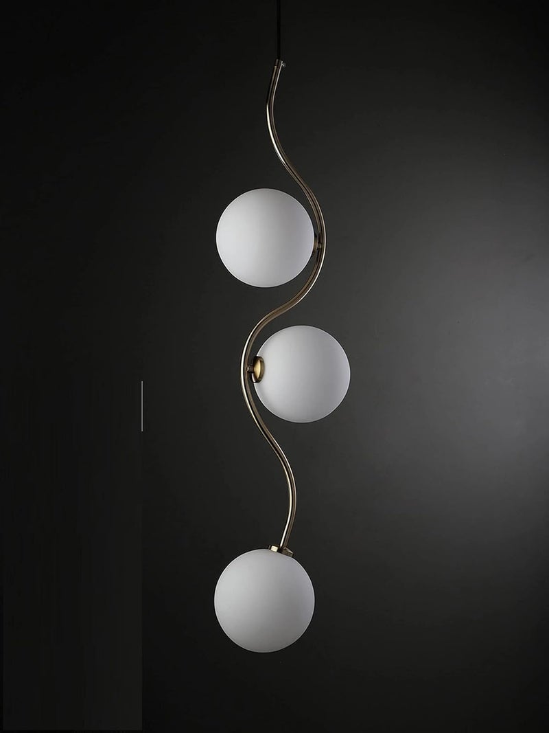 kinis Three Globe Golden Unique Style Decorative Hanging Lamp/Pendant Lamp/Ceiling Light to Décor Home/Living Room/Bedroom/Office/Dining/Cafe/Restaurants (with Bulb) - Image 2
