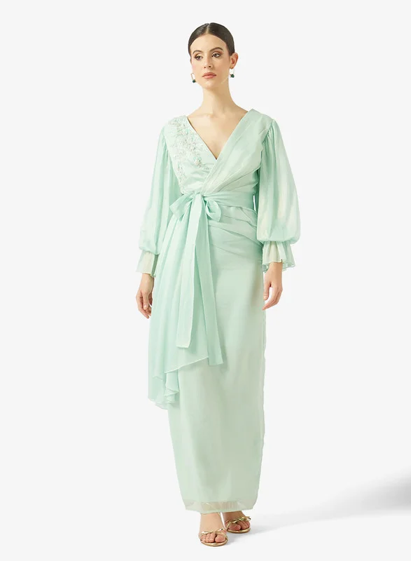 AINA Billowing Sleeve Wrap Dress