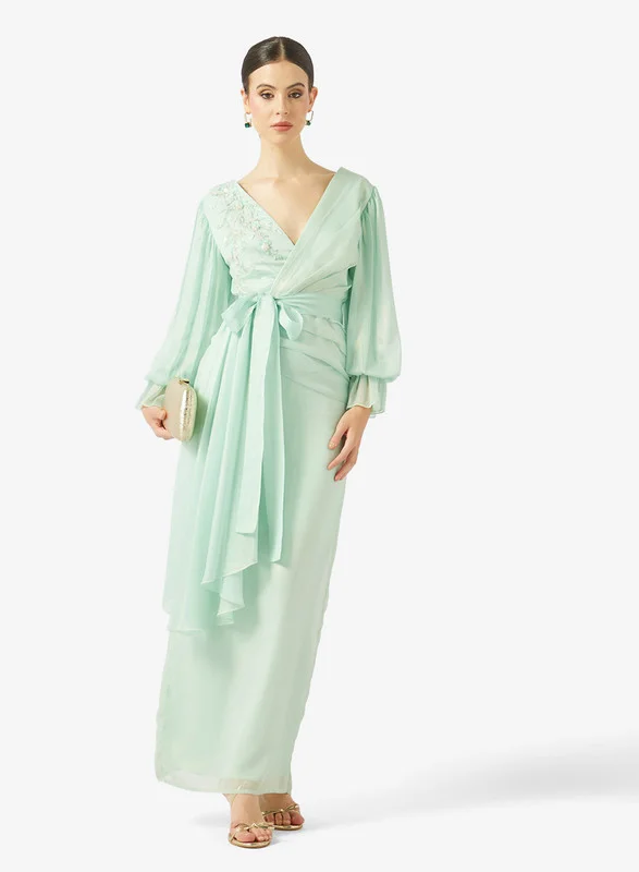 AINA Billowing Sleeve Wrap Dress