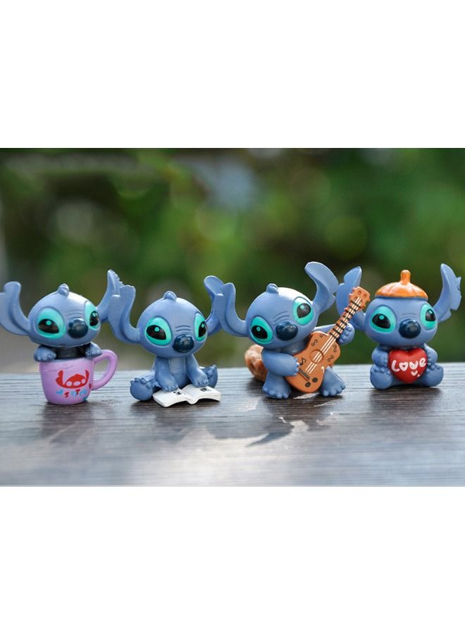 Set of 4 Stitch Figure Toy, Mini Model Statue Figure Toy, Cartoon Micro Landscape Desktop Decoration, High Quality Cartoon Figure Toy for Collection, Decoration - Image 1