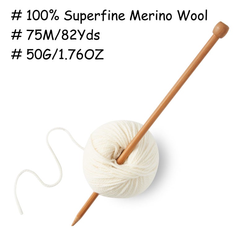 Gisimo 100% Merino Wool Yarn, 3-Ply Luxurious and Soft Yarn for Hand Knitting & Crocheting (Beige, 1Ball) - Image 3