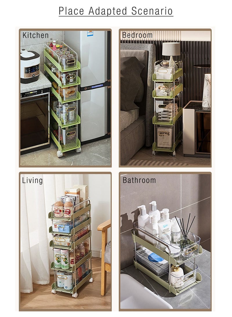 Merry Moments Narrow Storage Bathroom Storage Kitchen Storage Makeup Organizer Cosmetics Storage Multipurpose for Bathroom Kitchen Office with Wheel 6 Layers Light Green L36.8xH82.5xW18 cm  - Image 2