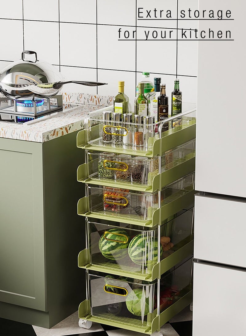 Merry Moments Narrow Storage Bathroom Storage Kitchen Storage Makeup Organizer Cosmetics Storage Multipurpose for Bathroom Kitchen Office with Wheel 6 Layers Light Green L36.8xH82.5xW18 cm  - Image 3