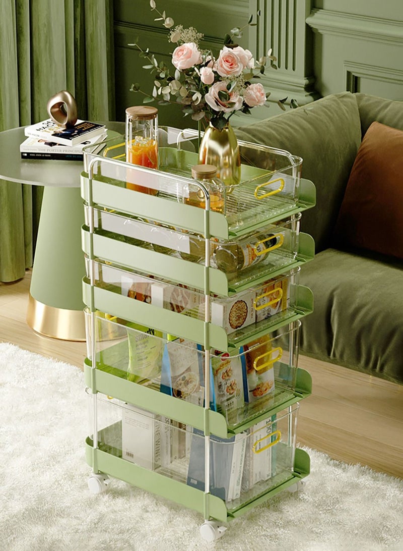 Merry Moments Narrow Storage Bathroom Storage Kitchen Storage Makeup Organizer Cosmetics Storage Multipurpose for Bathroom Kitchen Office with Wheel 6 Layers Light Green L36.8xH82.5xW18 cm  - Image 1