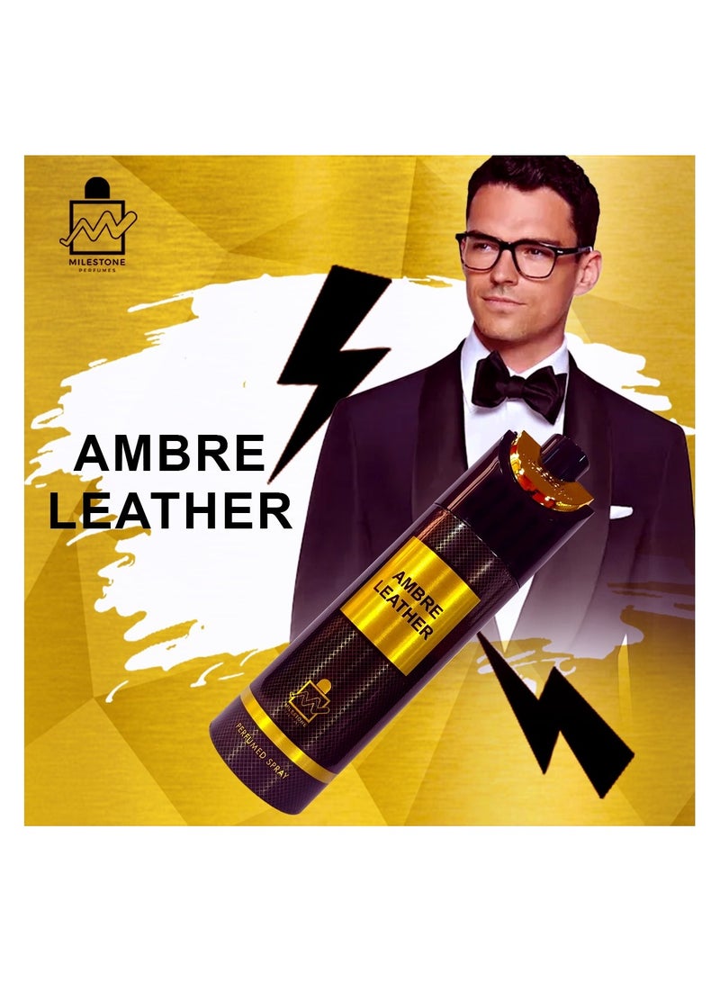 Milestone Ambre Leather Perfumed Spray For Unisex 200ml - Image 3