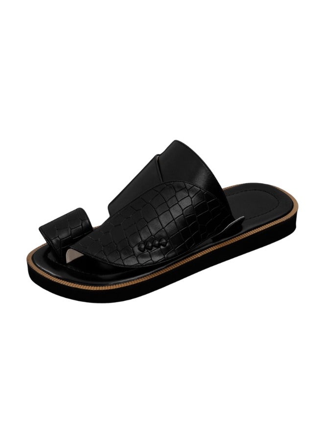 NAD Black crocodile-embossed leather arabic sandals  - Image 1